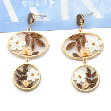 Newest Design folding paper ear chain jewelry unique acrylic resin flower earrings